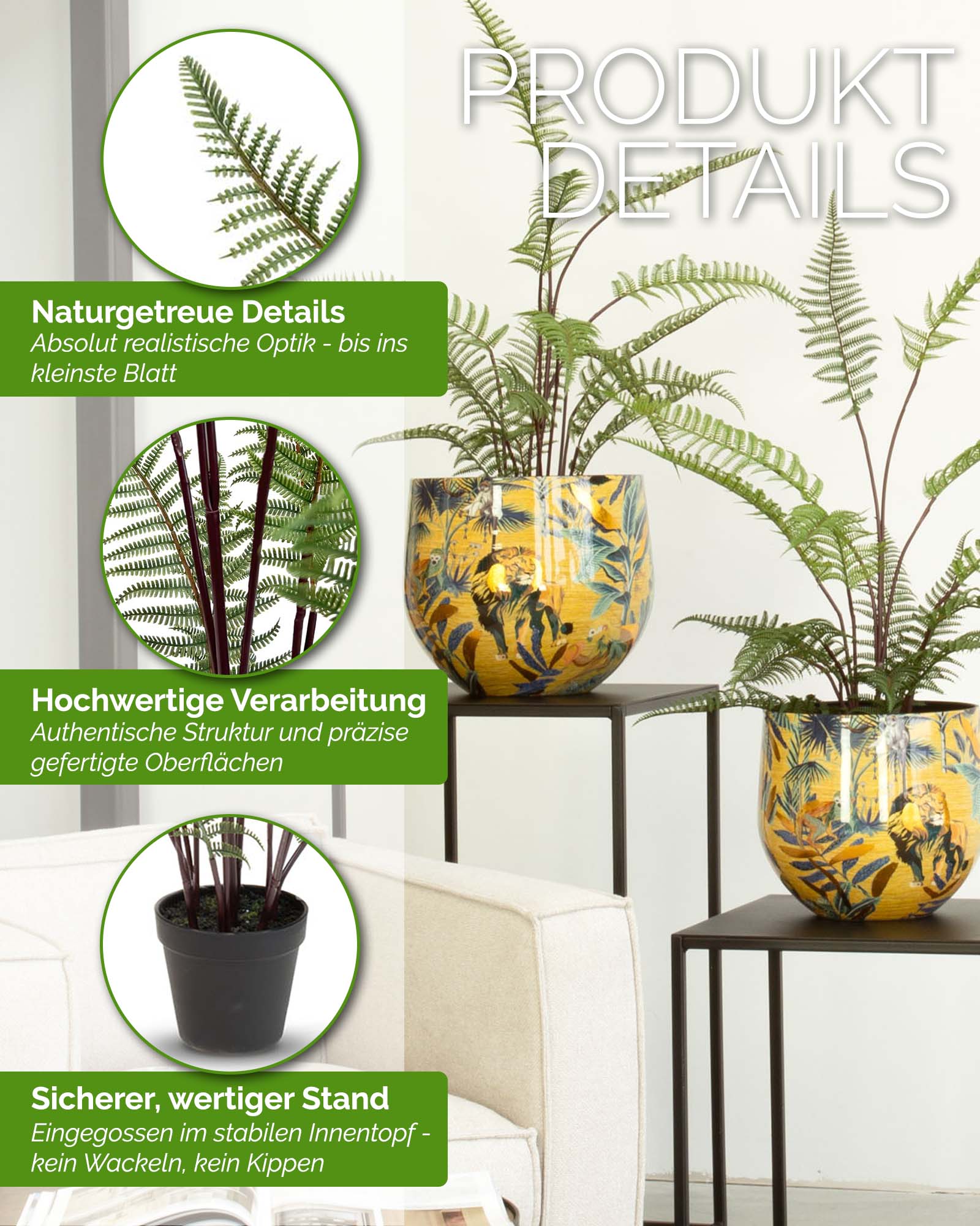 Schwertfarn - Nephrolepis exaltata Kunstpflanze