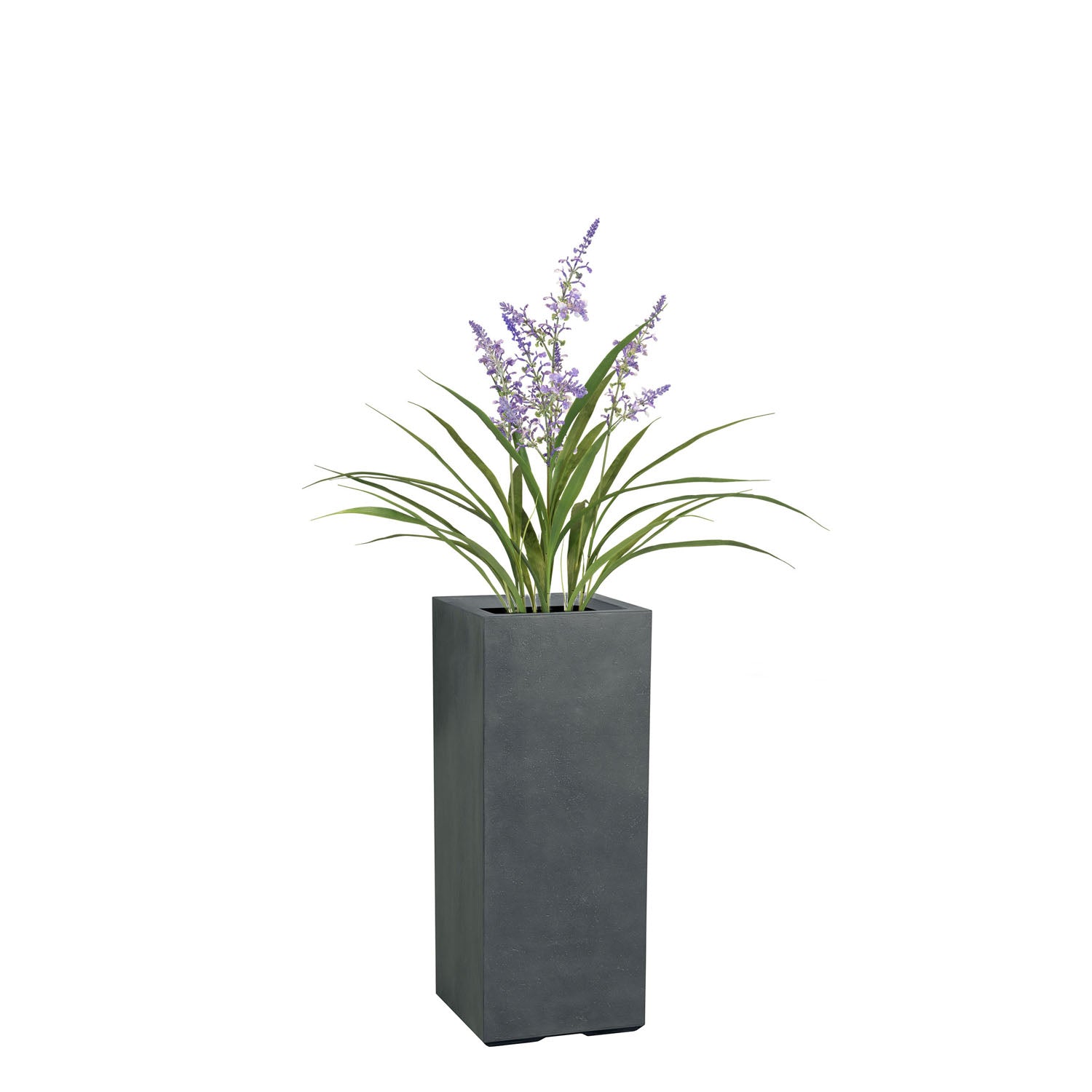Set aus Lavendel und anthrazitfarbener Mono Pflanzsäule für die Terrasse Detailansicht